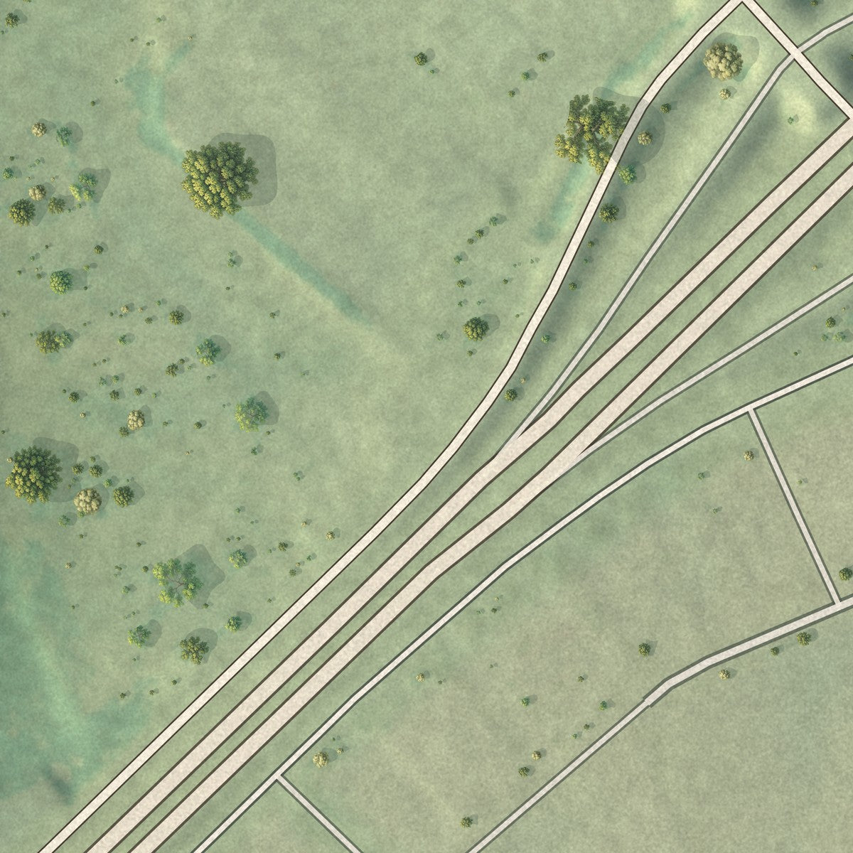 Second close-up of the map of Oak Grove Village, Missouri print showing more streets and buildings