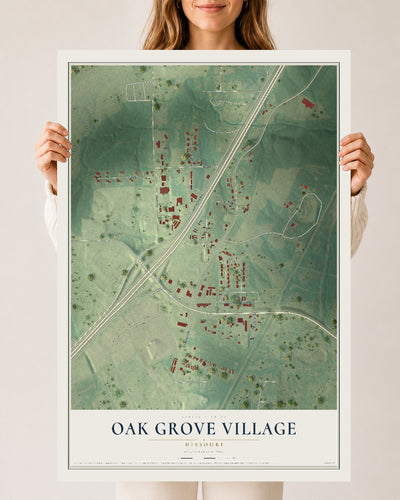 Map of Oak Grove Village, Missouri, 24 x 36 inch unframed archival matte print