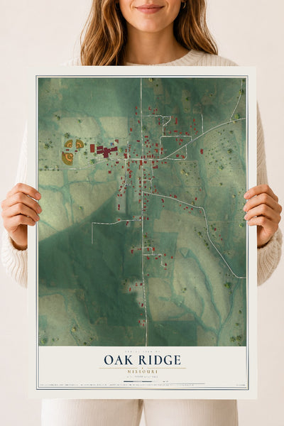 Map of Oak Ridge, Missouri, 18 x 24 inch unframed archival matte print