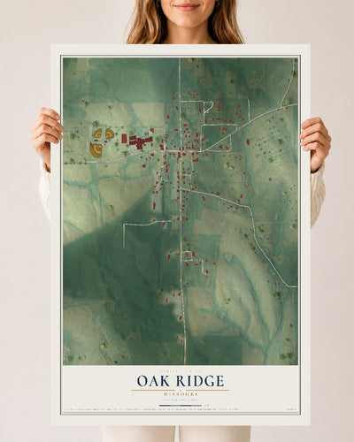 Map of Oak Ridge, Missouri, 24 x 36 inch unframed archival matte print