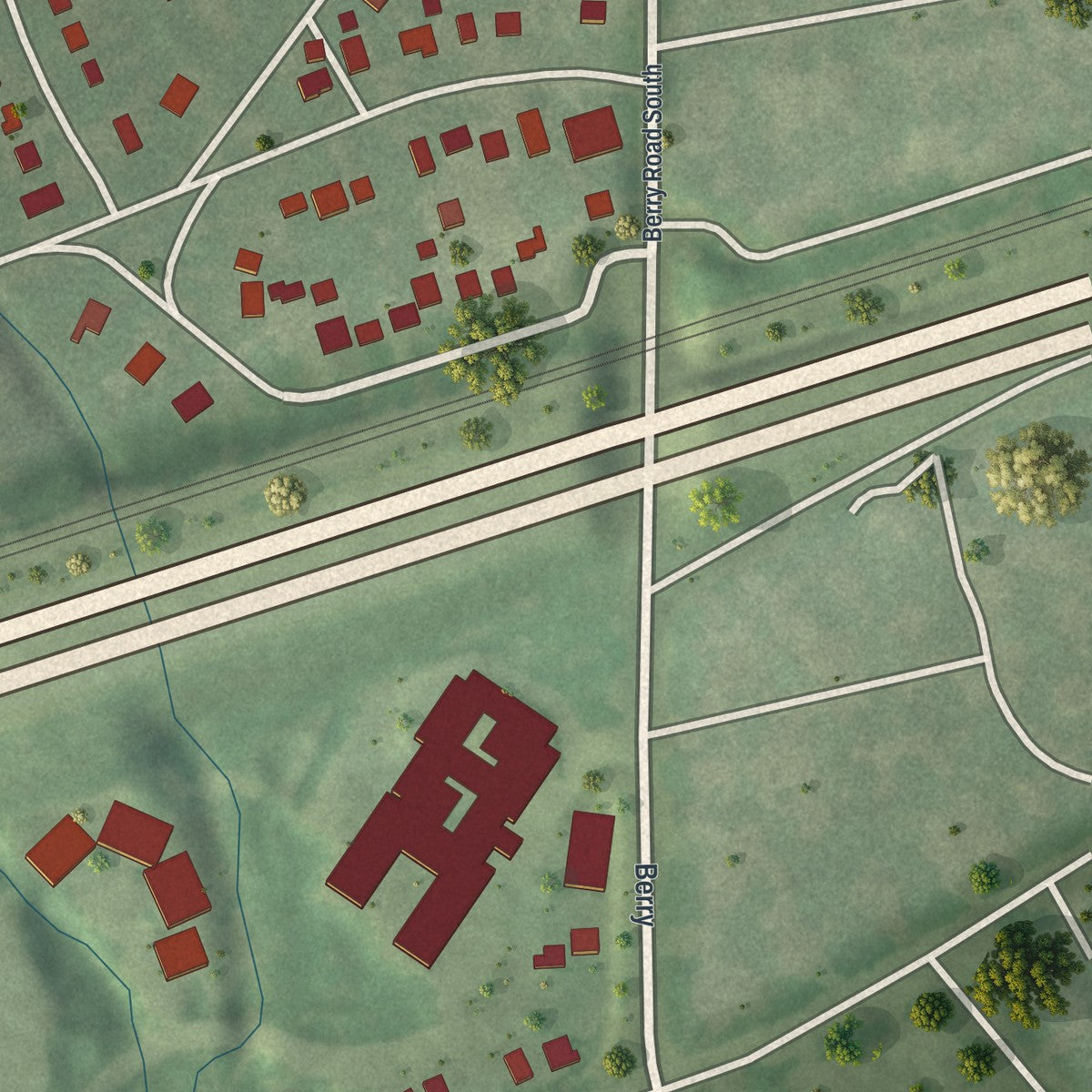 Second close-up of the map of Oakland, Missouri print showing more streets and buildings