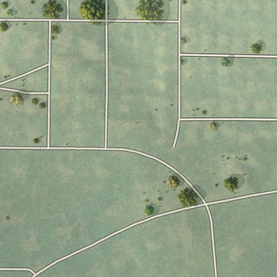 Second close-up of the map of Oaks, Missouri print showing more streets and buildings