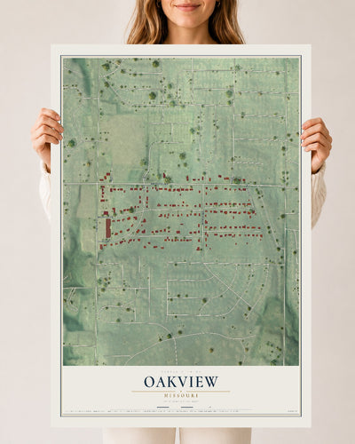 Map of Oakview, Missouri, 24 x 36 inch unframed archival matte print
