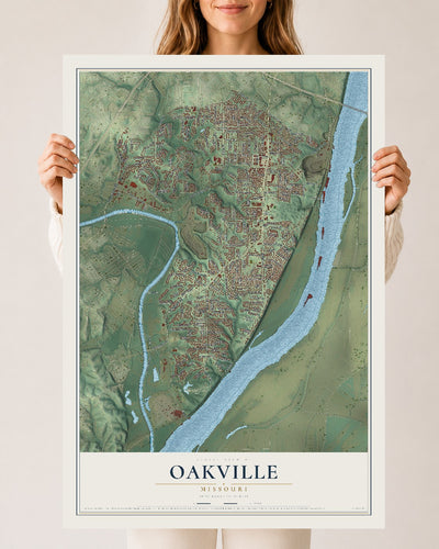 Map of Oakville, Missouri, 24 x 36 inch unframed archival matte print