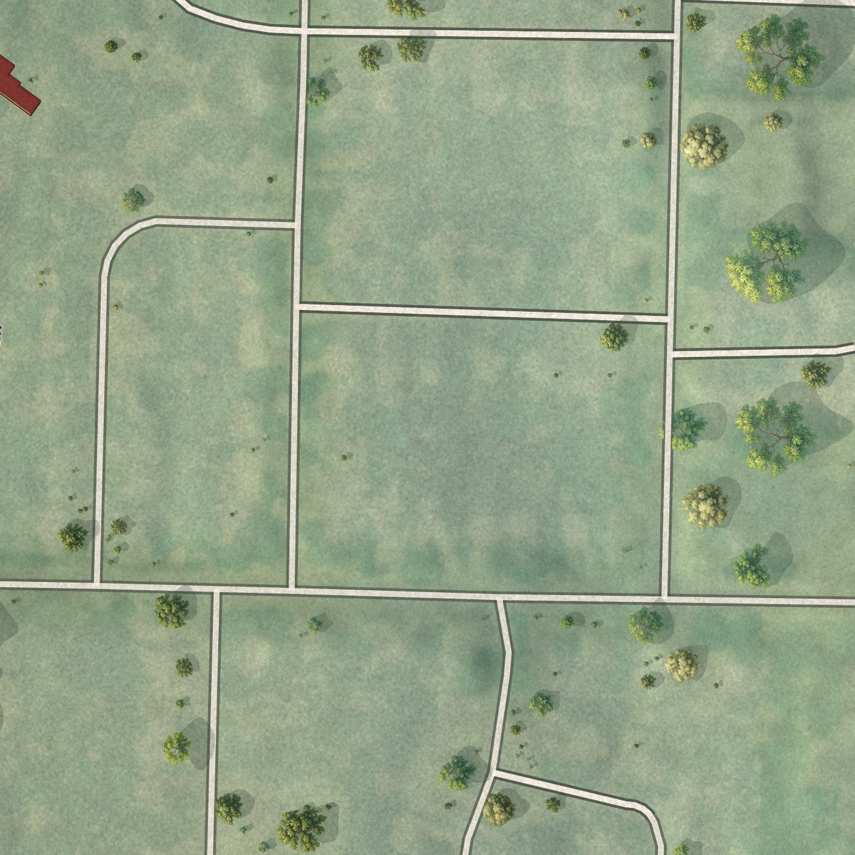 Close-up of the map of Oakwood, Missouri print showing street and building detail