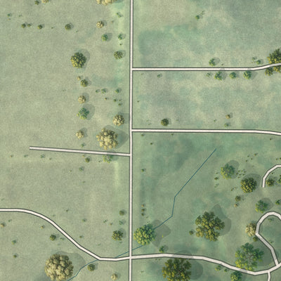 Second close-up of the map of Oakwood, Missouri print showing more streets and buildings