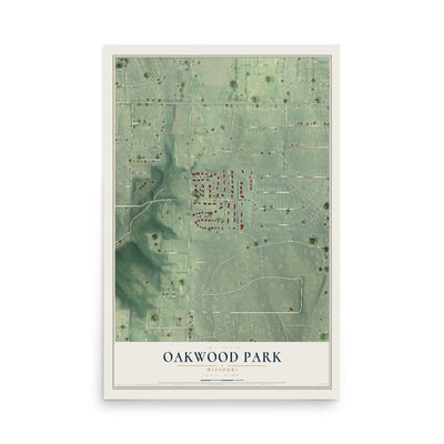 Map of Oakwood Park, Missouri, 12 x 18 inch unframed archival matte print