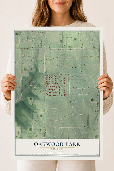 Map of Oakwood Park, Missouri, 18 x 24 inch unframed archival matte print
