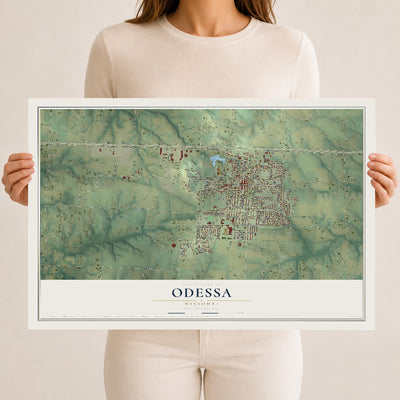 Map of Odessa, Missouri, 12 x 18 inch unframed archival matte print