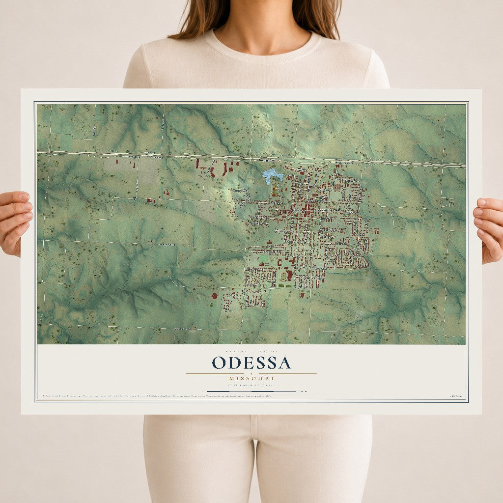 Map of Odessa, Missouri, 18 x 24 inch unframed archival matte print