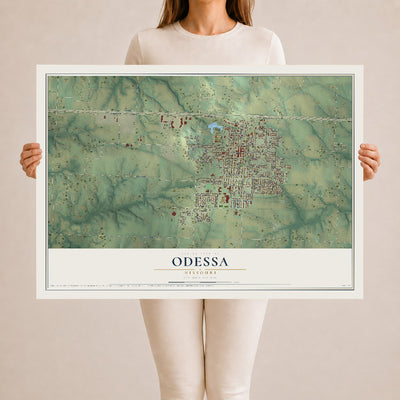 Map of Odessa, Missouri, 24 x 36 inch unframed archival matte print
