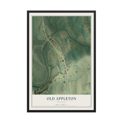 Map of Old Appleton, Missouri, 12 x 18 inch print in a black wood frame