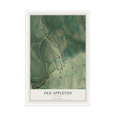 Map of Old Appleton, Missouri, 12 x 18 inch print in a white wood frame
