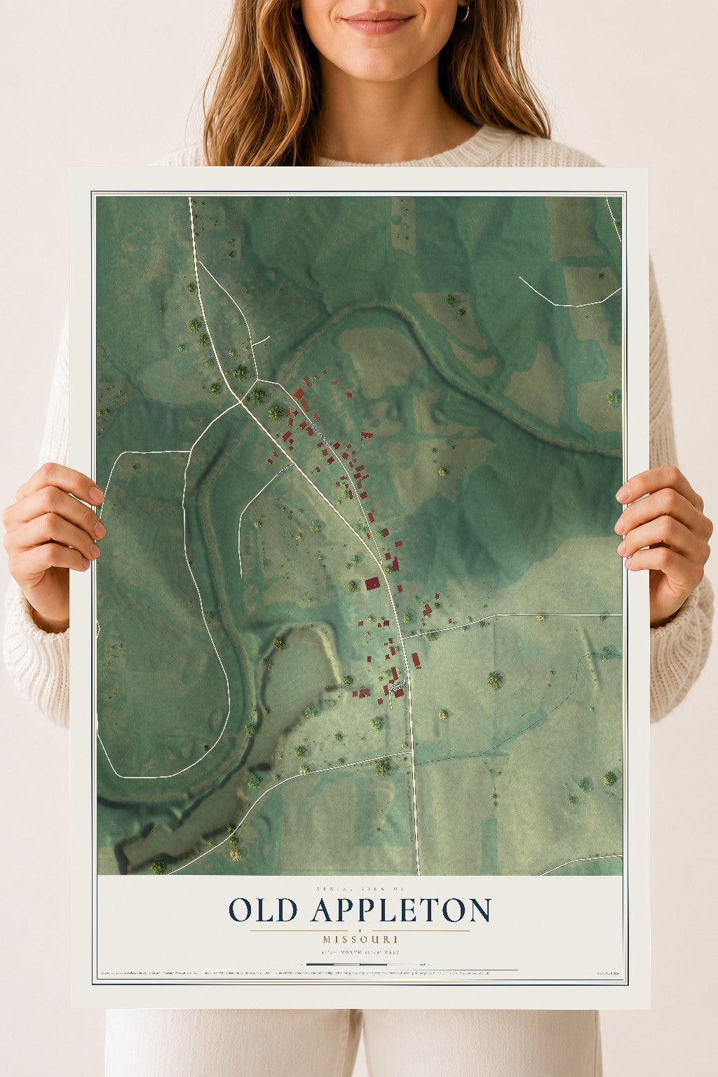 Map of Old Appleton, Missouri, 18 x 24 inch unframed archival matte print