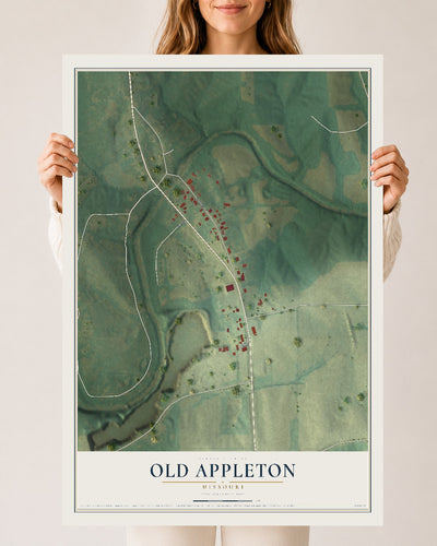 Map of Old Appleton, Missouri, 24 x 36 inch unframed archival matte print