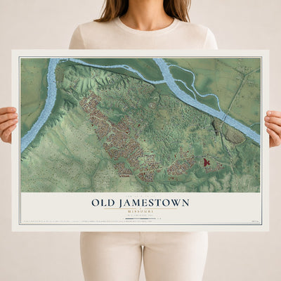 Map of Old Jamestown, Missouri, 18 x 24 inch unframed archival matte print