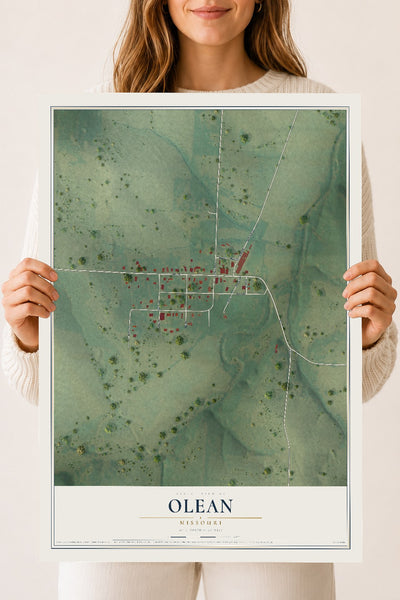 Map of Olean, Missouri, 18 x 24 inch unframed archival matte print