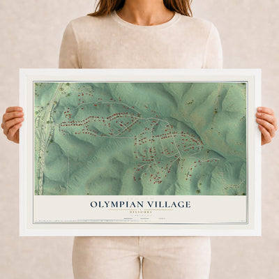 Map of Olympian Village, Missouri, 12 x 18 inch print in a white wood frame