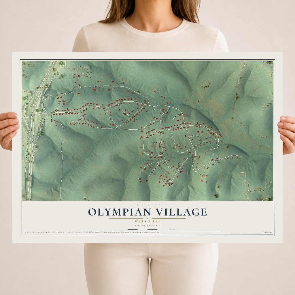 Map of Olympian Village, Missouri, 18 x 24 inch unframed archival matte print