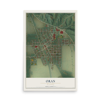 Map of Oran, Missouri, 12 x 18 inch unframed archival matte print