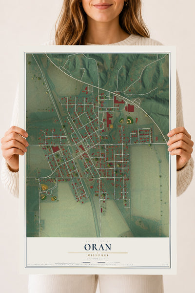 Map of Oran, Missouri, 18 x 24 inch unframed archival matte print
