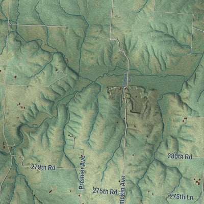 Close-up of the map of Orearville, Missouri print showing street and building detail
