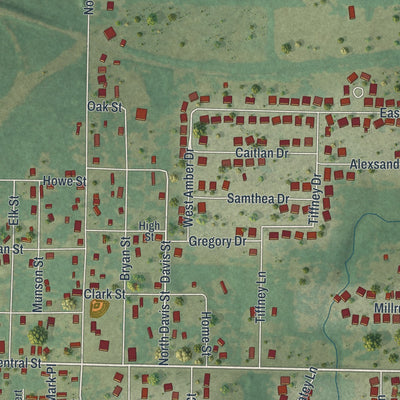 Close-up of the map of Oronogo, Missouri print showing street and building detail