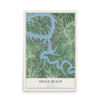 Map of Osage Beach, Missouri, 12 x 18 inch unframed archival matte print