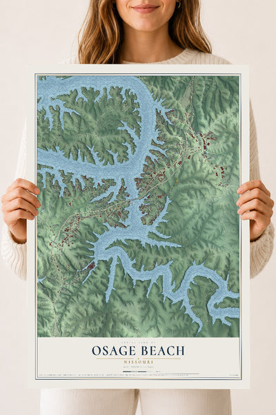 Map of Osage Beach, Missouri, 18 x 24 inch unframed archival matte print