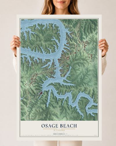 Map of Osage Beach, Missouri, 24 x 36 inch unframed archival matte print