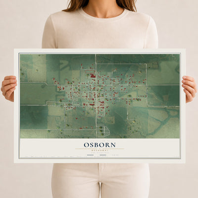 Map of Osborn, Missouri, 12 x 18 inch unframed archival matte print