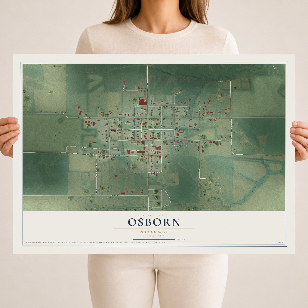 Map of Osborn, Missouri, 18 x 24 inch unframed archival matte print
