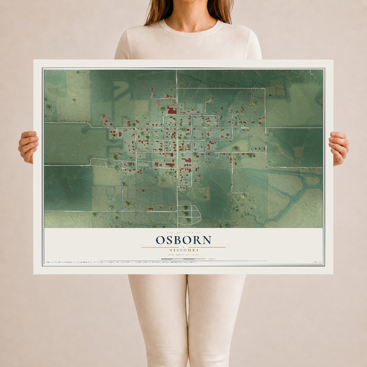 Map of Osborn, Missouri, 24 x 36 inch unframed archival matte print