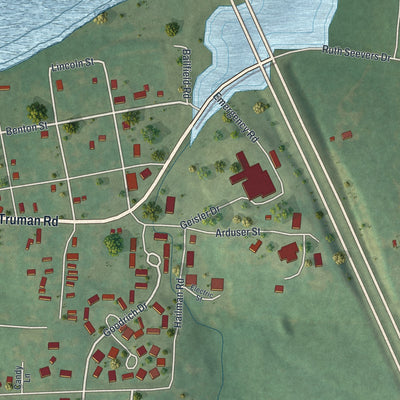 Second close-up of the map of Osceola, Missouri print showing more streets and buildings