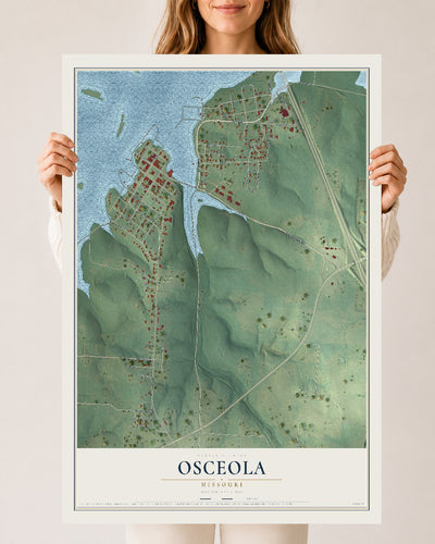 Map of Osceola, Missouri, 24 x 36 inch unframed archival matte print