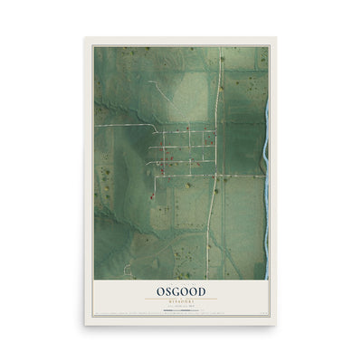 Map of Osgood, Missouri, 12 x 18 inch unframed archival matte print