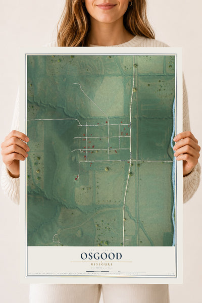 Map of Osgood, Missouri, 18 x 24 inch unframed archival matte print