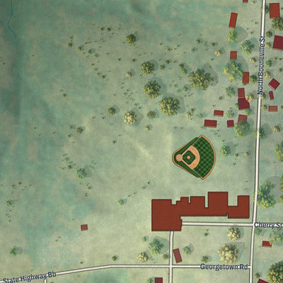 Second close-up of the map of Otterville, Missouri print showing more streets and buildings