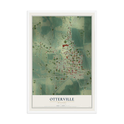 Map of Otterville, Missouri, 12 x 18 inch print in a white wood frame