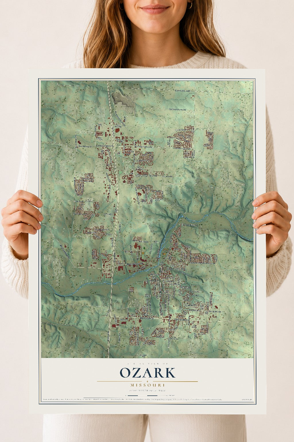 Map of Ozark, Missouri, 18 x 24 inch unframed archival matte print