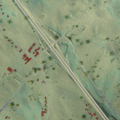 Close-up of the map of Ozora, Missouri print showing street and building detail