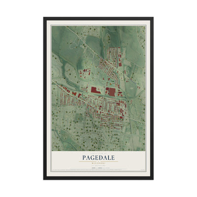 Map of Pagedale, Missouri, 12 x 18 inch print in a black wood frame