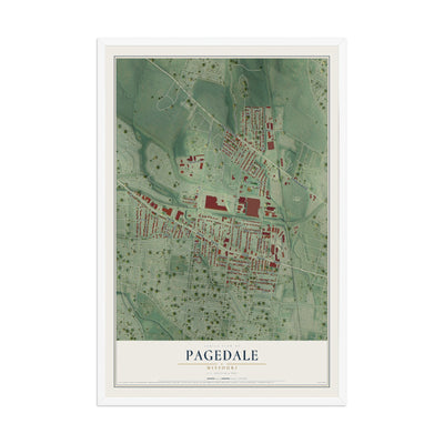 Map of Pagedale, Missouri, 12 x 18 inch print in a white wood frame