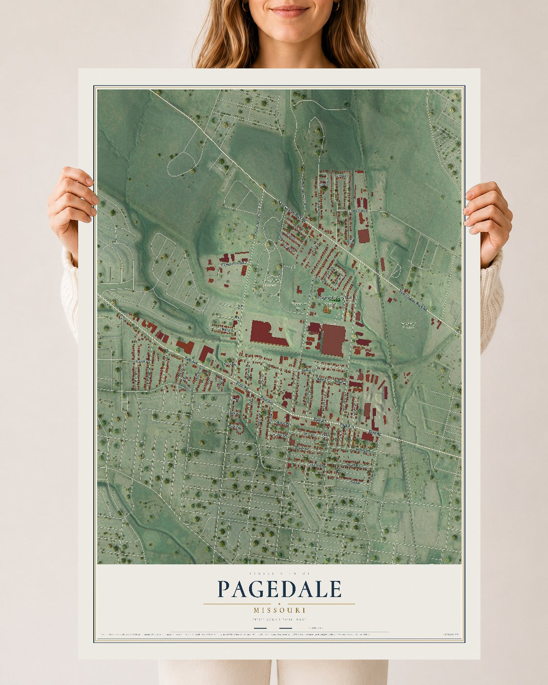 Map of Pagedale, Missouri, 24 x 36 inch unframed archival matte print