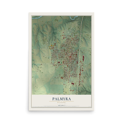 Map of Palmyra, Missouri, 12 x 18 inch unframed archival matte print