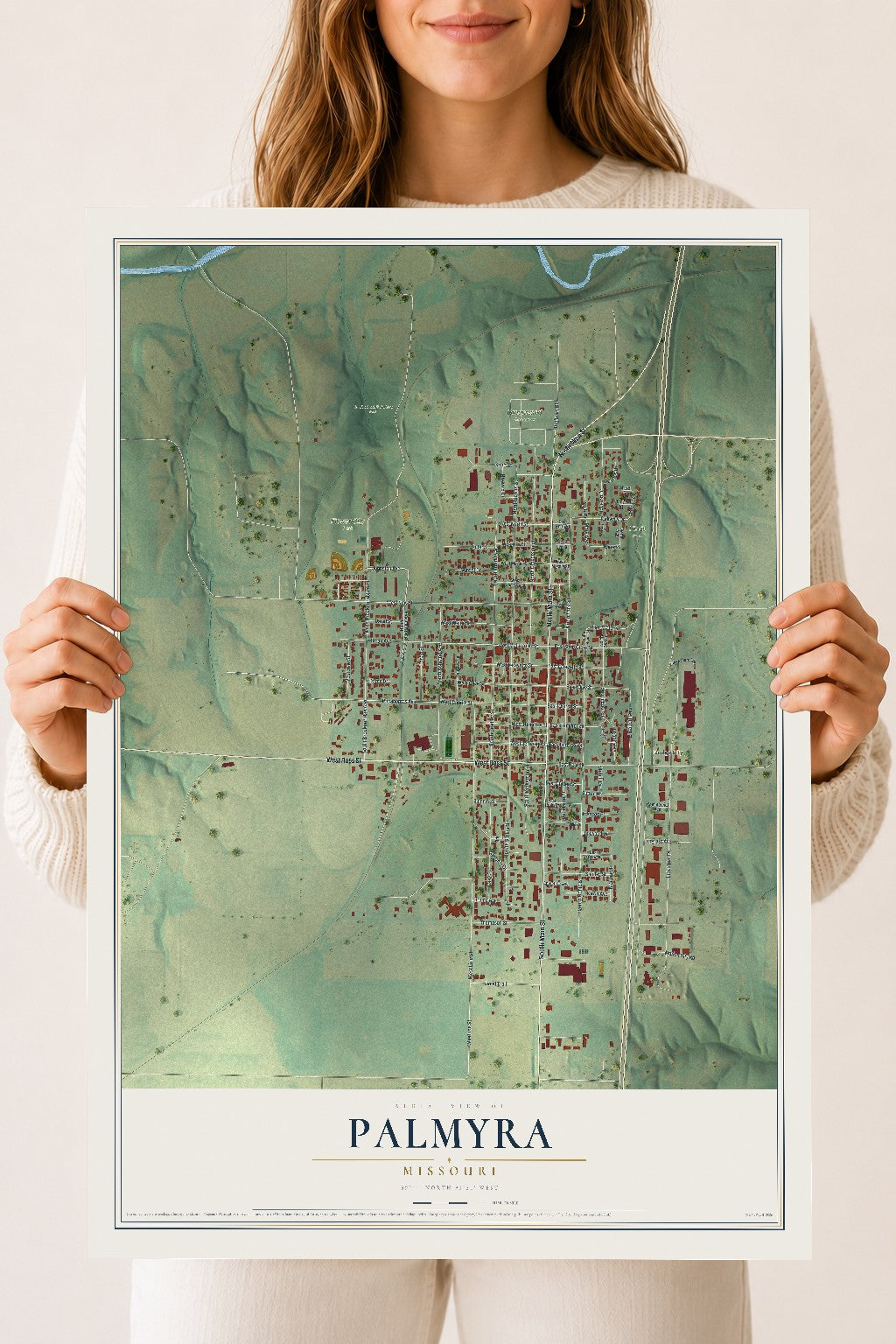 Map of Palmyra, Missouri, 18 x 24 inch unframed archival matte print