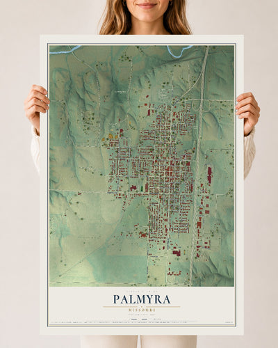 Map of Palmyra, Missouri, 24 x 36 inch unframed archival matte print