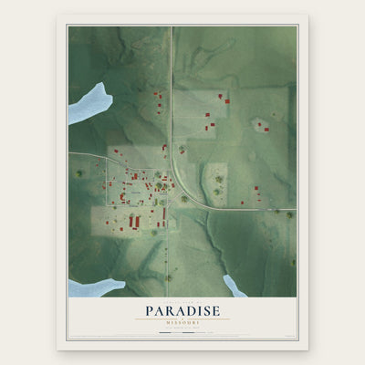 Paradise, Missouri map print, the full design