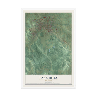 Map of Park Hills, Missouri, 12 x 18 inch print in a white wood frame