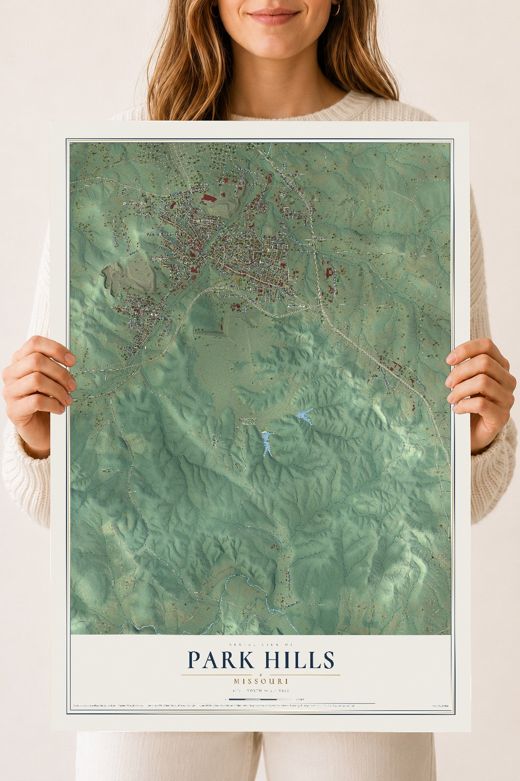 Map of Park Hills, Missouri, 18 x 24 inch unframed archival matte print